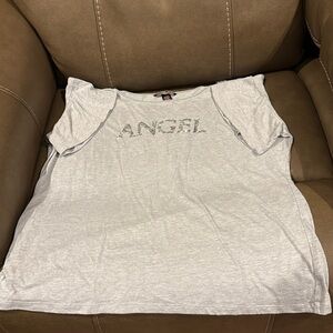 Victorias Secret size Large short sleeve gray shirt with silver sequins Angel